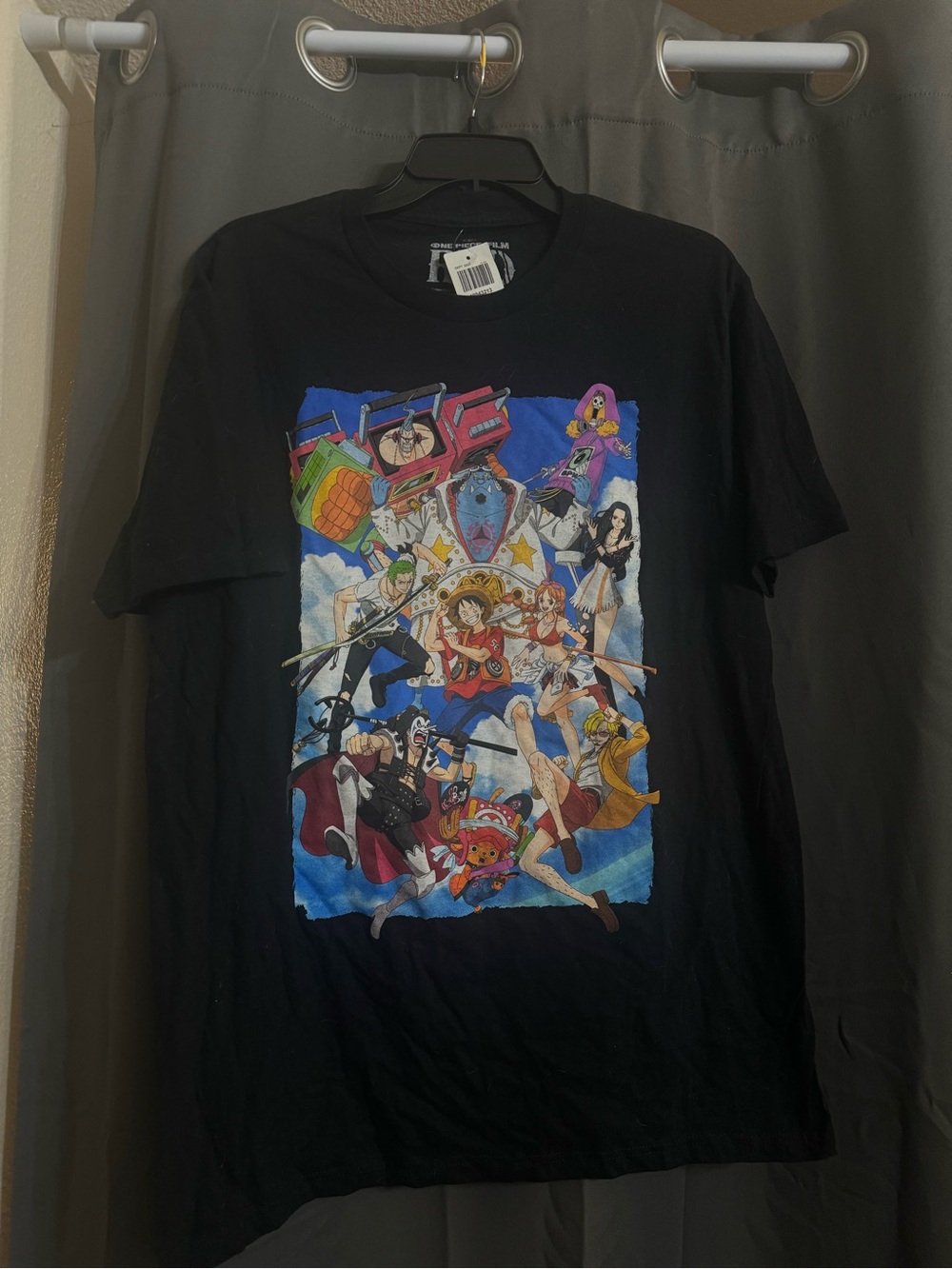 Onepiece Black Graphic Short Sleeve Tee with Multicolor Anime Print